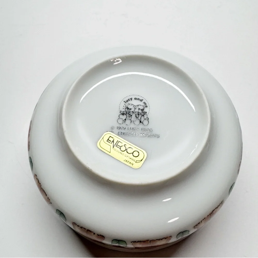 Vintage 70s 1979 Enesco Lucy Ring Teddy Bear Bowl and Plate